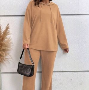 SHEIN Frenchy Plus Drop Shoulder Drawstring Hoodie & Pants